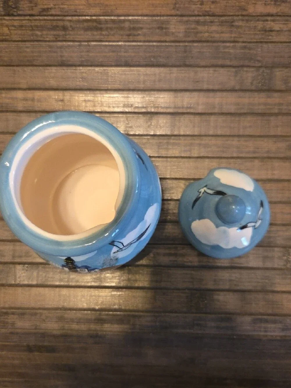 Young's Hand-Painted Seagull Lighthouse Sugar Creamer Salt & Pepper Set